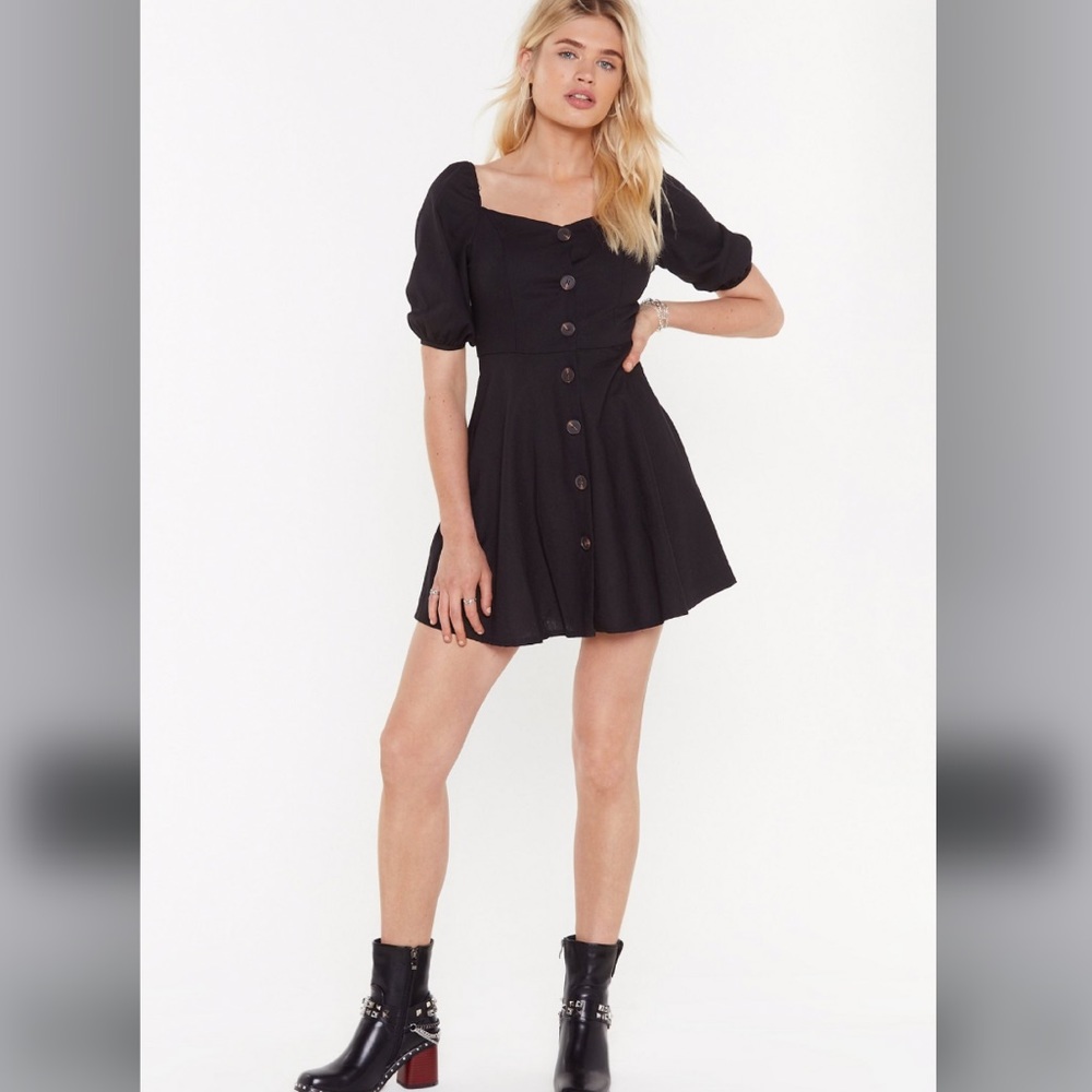 Nasty Gal button down black mini dress